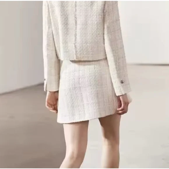 Women Zara Skirt L White Silver - Picture 2 of 5